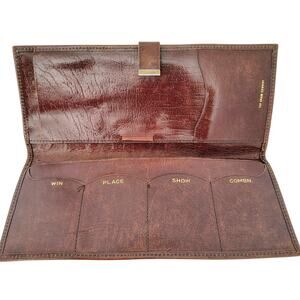 RaceTrack Horse Derby Bidding Brown Top Grain Cowhide Leather Wallet Envelope